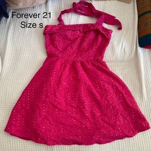 Halter neck, back tie dress